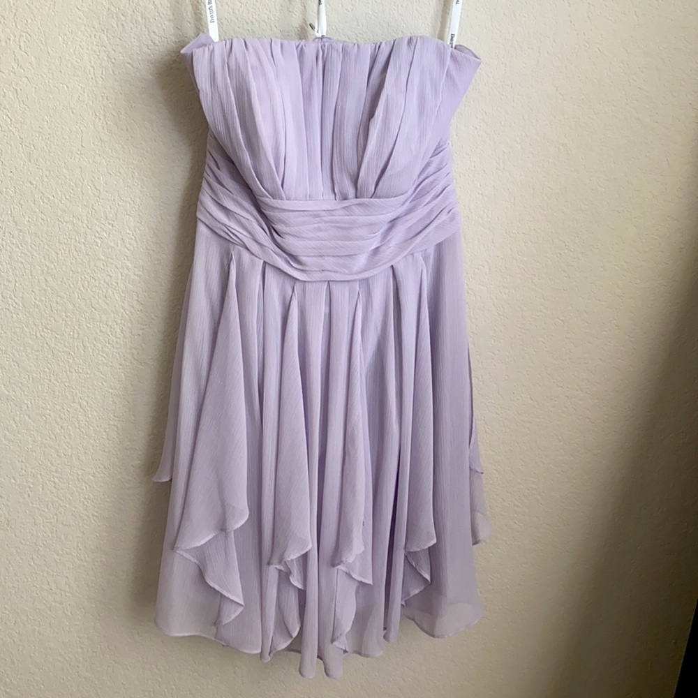 Bridesmaid Strapless Lavender Chiffon Dress